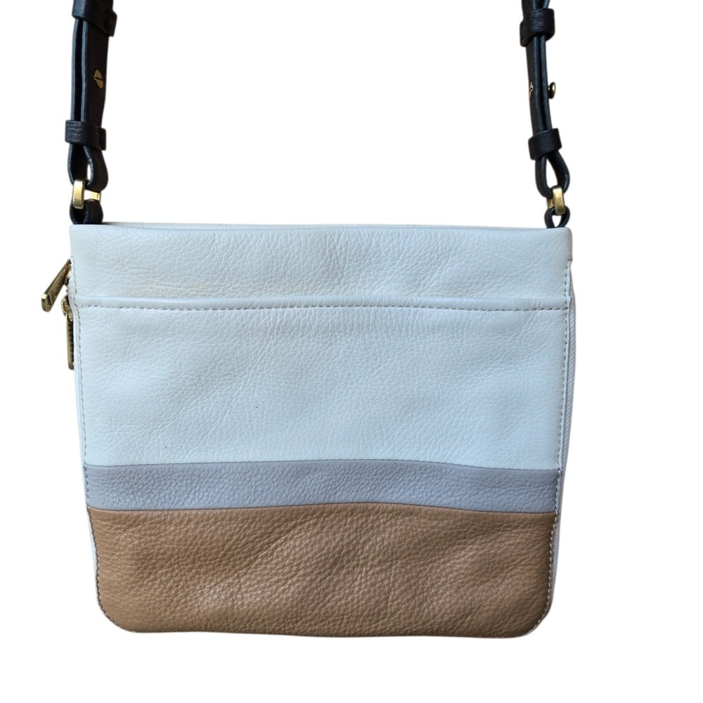 Fossil Tan White Leather Crossbody‎ Bag